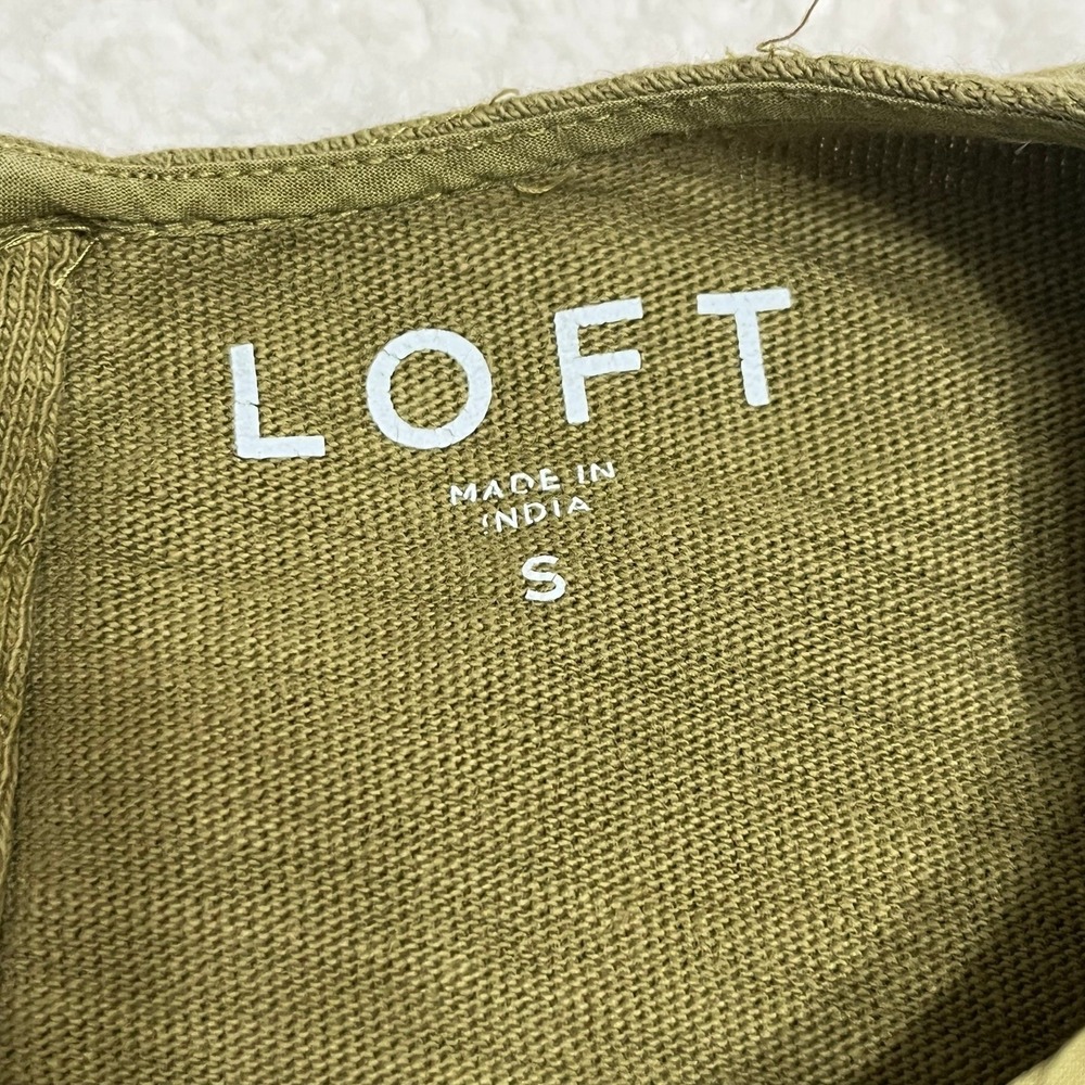 Loft Women's Blouse Sz Small Army Green Eyelet Puff Sleeves Cottage Core - Picture 6 of 6